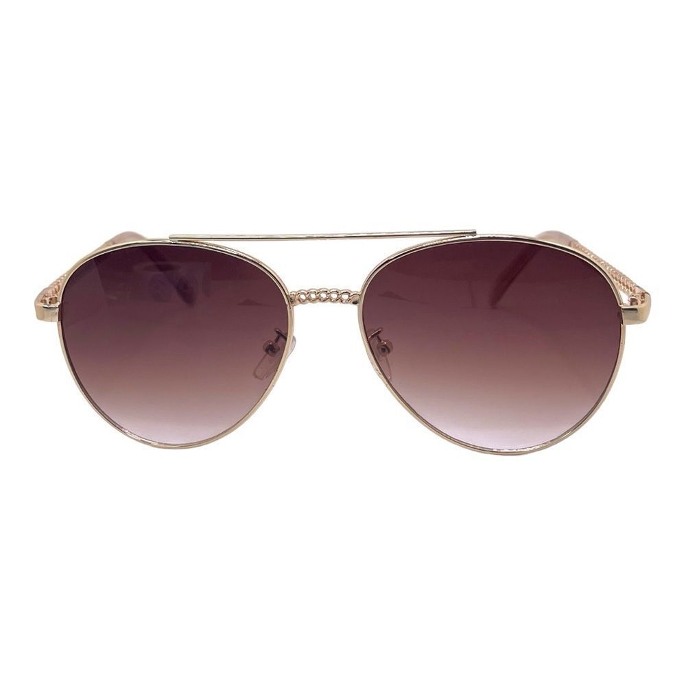 Gold Aviator Sunglasses with Gold Chain Nose and Arms